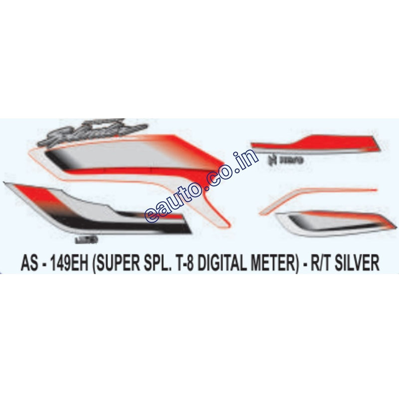 Graphics Sticker Set for Hero Super Splendor i3S | Type 8 | Digital Meter | Red & SIlver Sticker