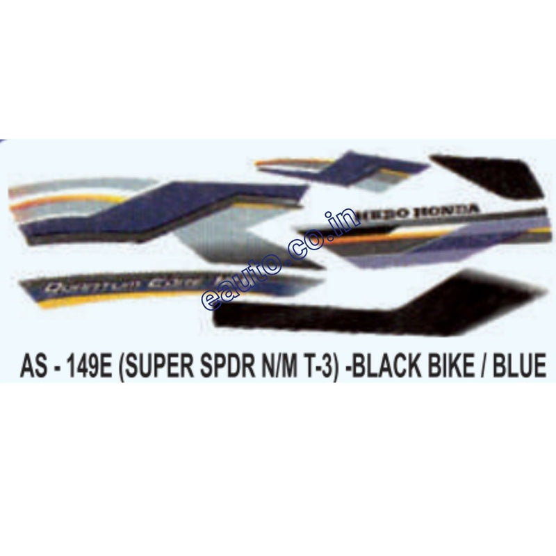 Graphics Sticker Set for Hero Honda Super Splendor | Type 3 | Black Vehicle | Blue Sticker