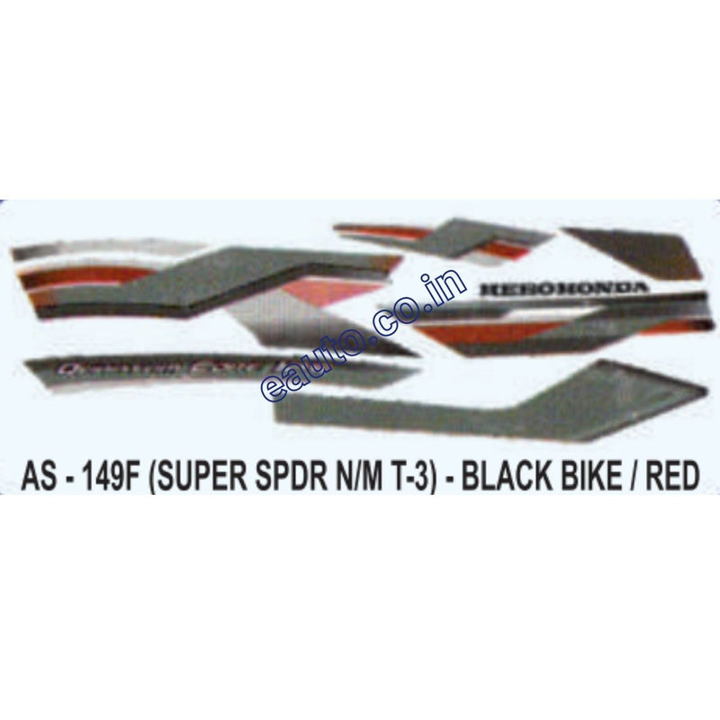 Graphics Sticker Set for Hero Honda Super Splendor | Type 3 | Black Vehicle | Red Sticker