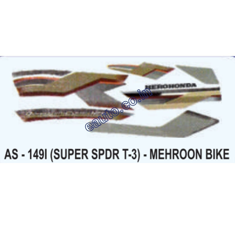 Graphics Sticker Set for Hero Honda Super Splendor | Type 3 | Mehroon Vehicle