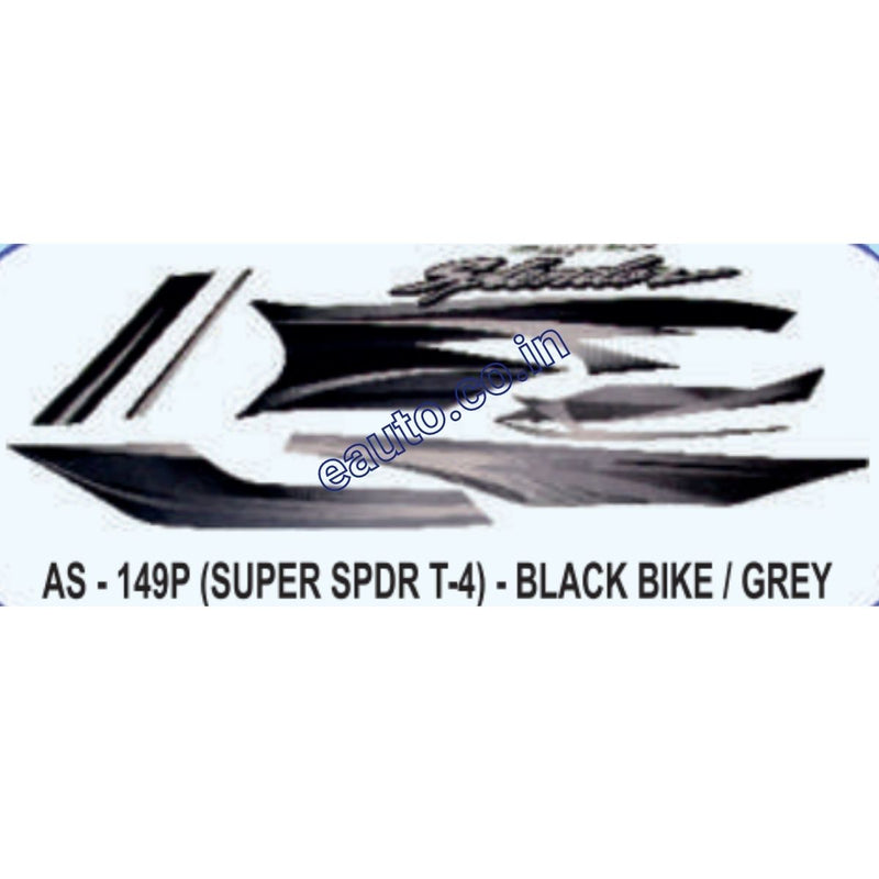 Graphics Sticker Set for Hero Honda Super Splendor | Type 4 | Black Vehicle | Grey Sticker