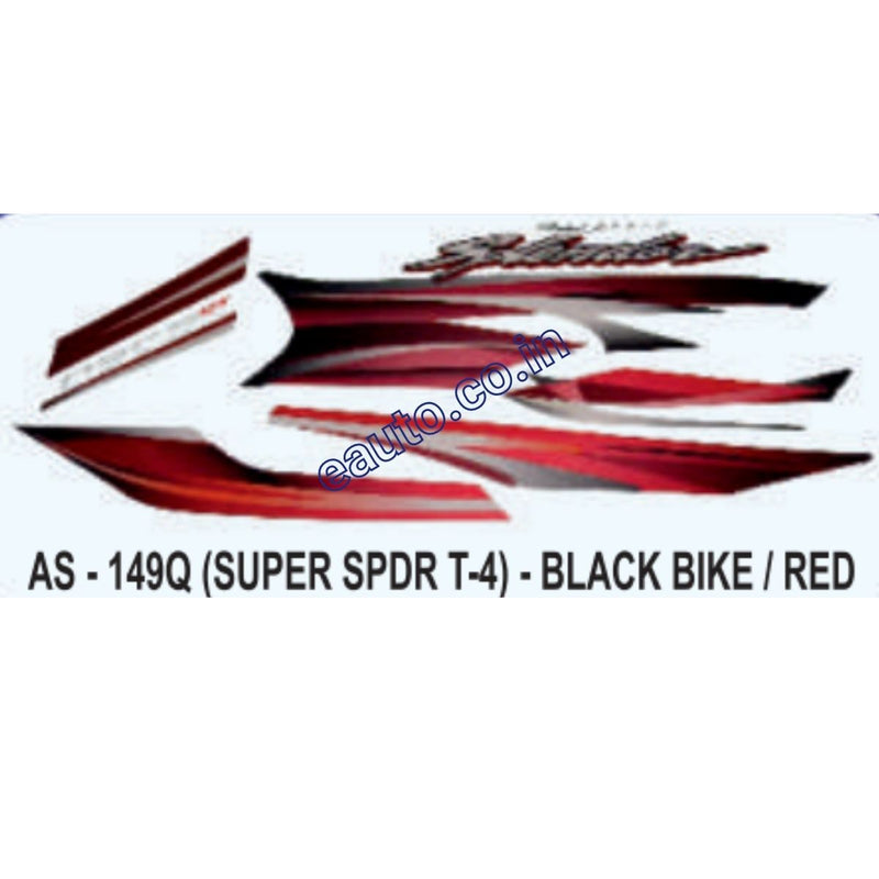 Graphics Sticker Set for Hero Honda Super Splendor | Type 4 | Black Vehicle | Red Sticker