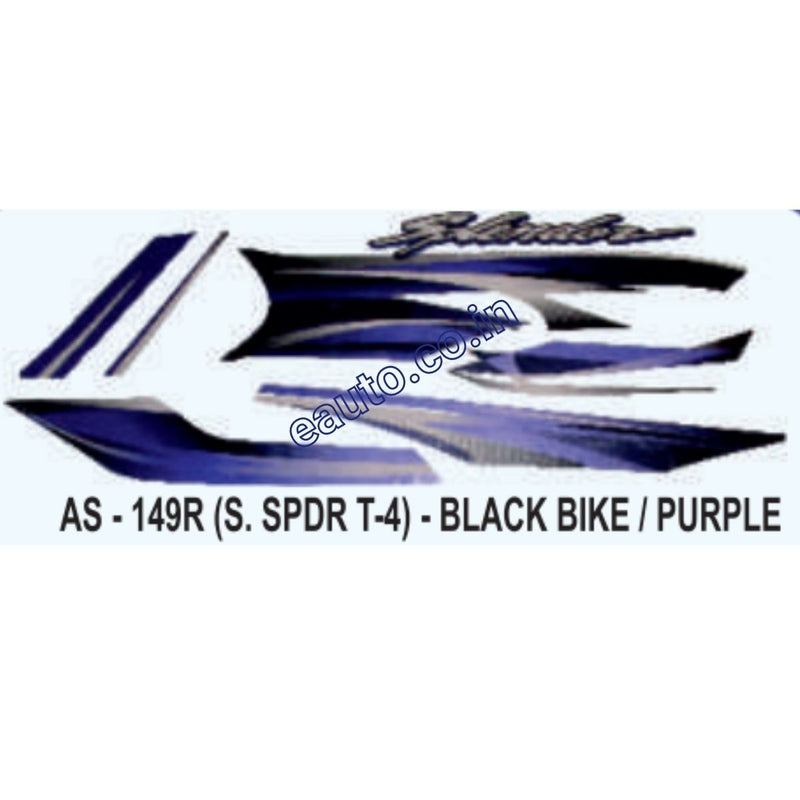 Graphics Sticker Set for Hero Honda Super Splendor | Type 4 | Black Vehicle | Purple Sticker
