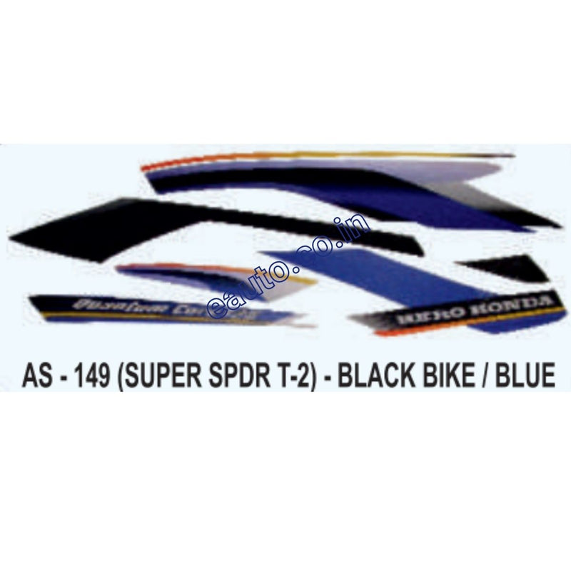 Graphics Sticker Set for Hero Honda Super Splendor | Type 2 | Black Vehicle | Blue Sticker