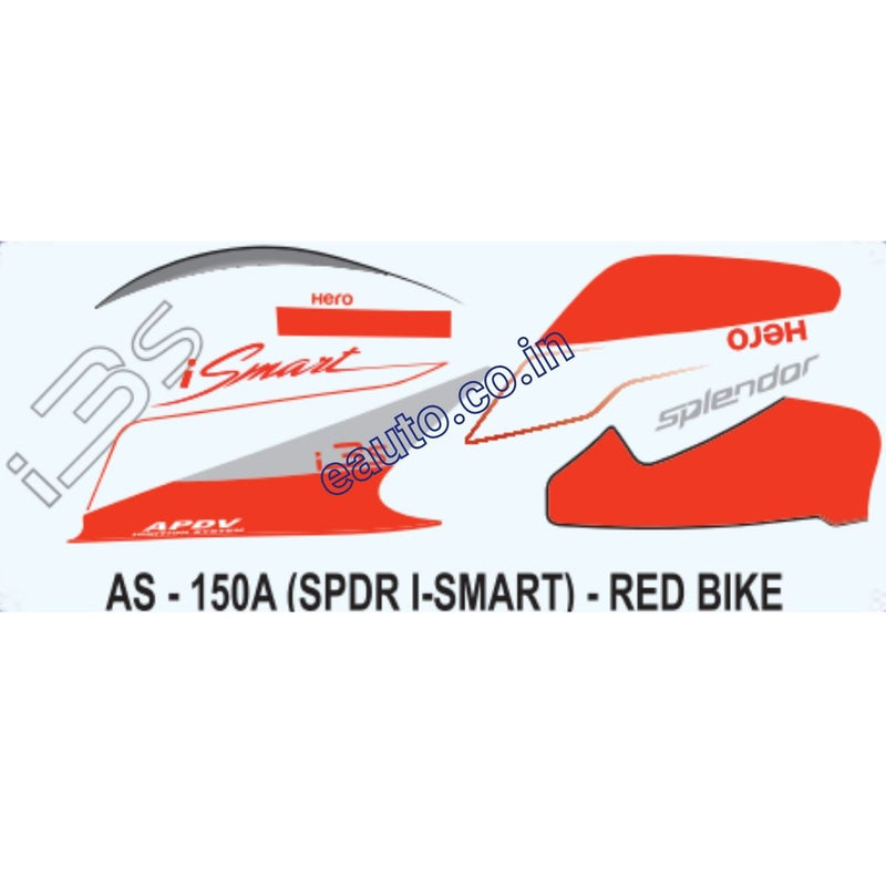Graphics Sticker Set for Hero Splendor iSmart i3S | Red Vehicle
