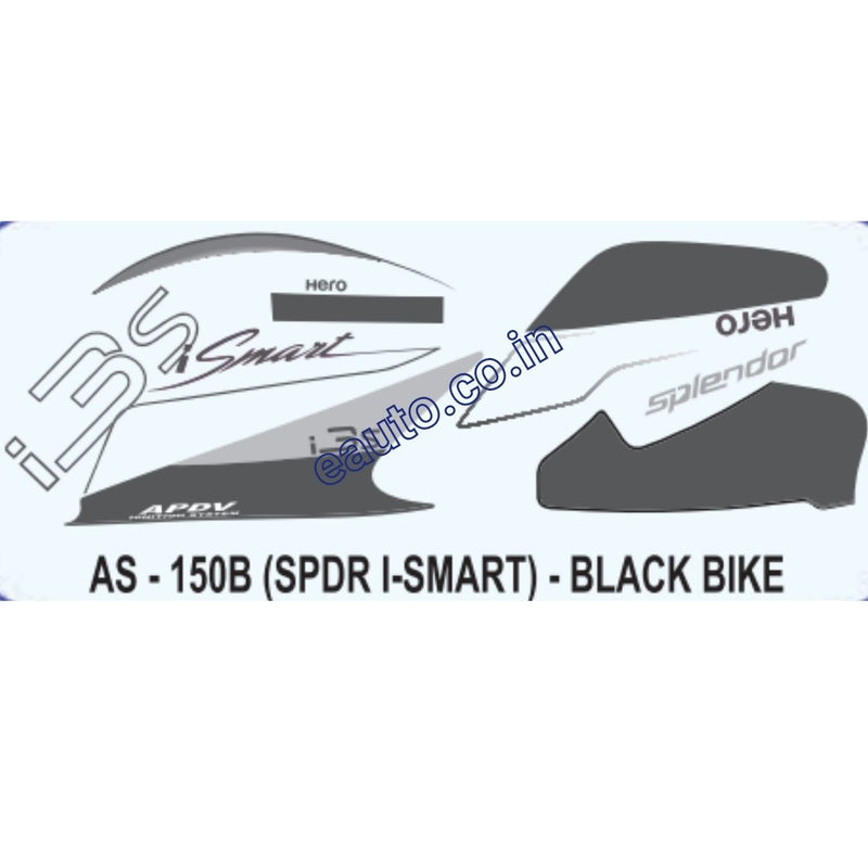 Graphics Sticker Set for Hero Splendor iSmart i3S | Black Vehicle