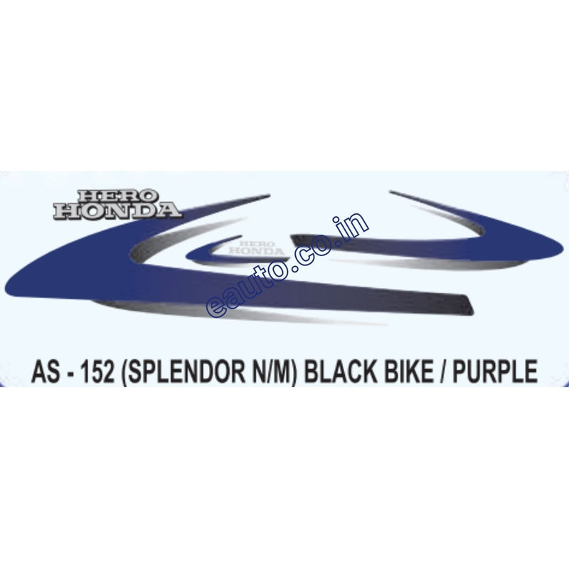 Graphics Sticker Set for Hero Honda Splendor | New Model | Black Vehicle | Purple Sticker