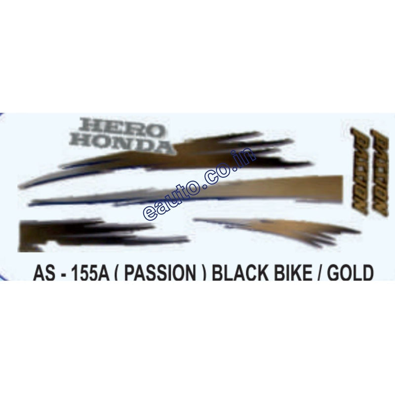 Graphics Sticker Set for Hero Honda Passion | Black Vehicle | Gold Sticker