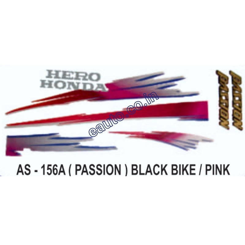 Graphics Sticker Set for Hero Honda Passion | Black Vehicle | Pink Sticker