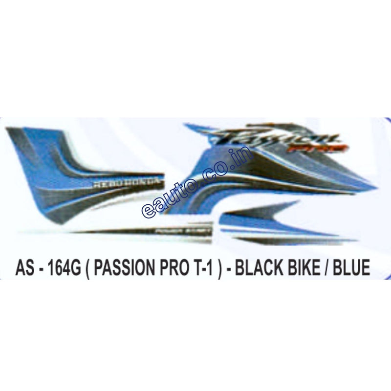 Graphics Sticker Set for Hero Honda Passion Pro | Type 1 | Black Vehicle | Blue Sticker