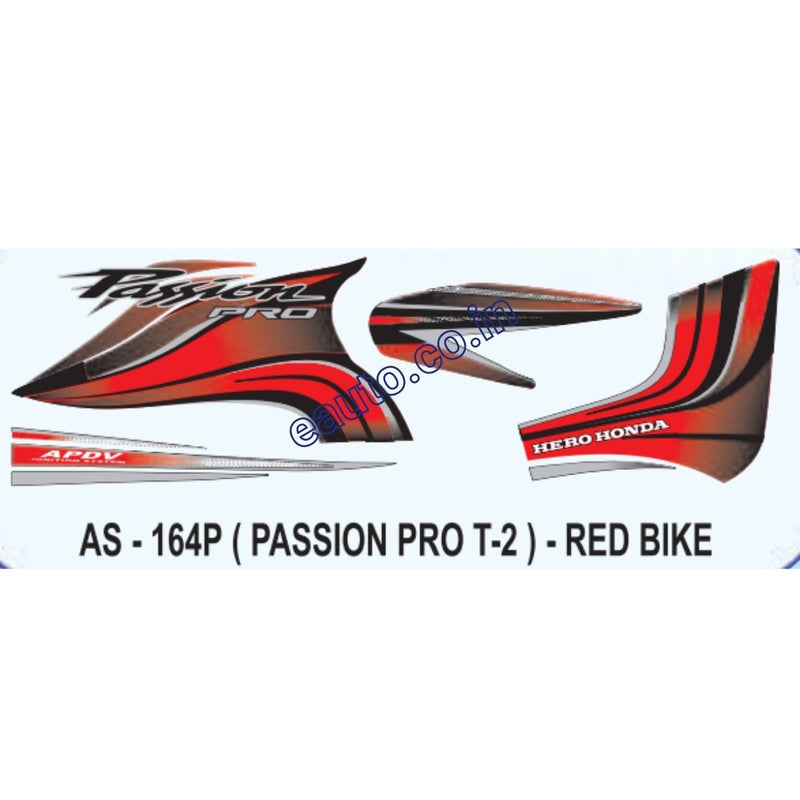 Graphics Sticker Set for Hero Honda Passion Pro | Type 2 | Red Vehicle