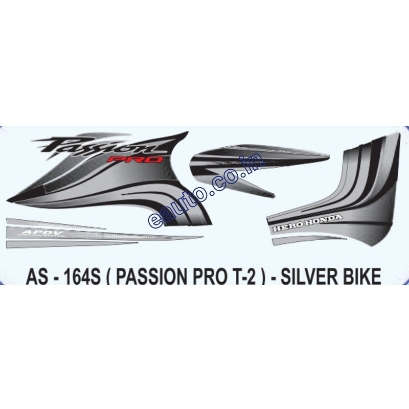Graphics Sticker Set for Hero Honda Passion Pro | Type 2 | Silver Vehicle