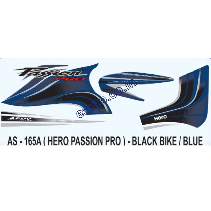 Graphics Sticker Set for Hero Passion Pro | Black Vehicle | Blue Sticker