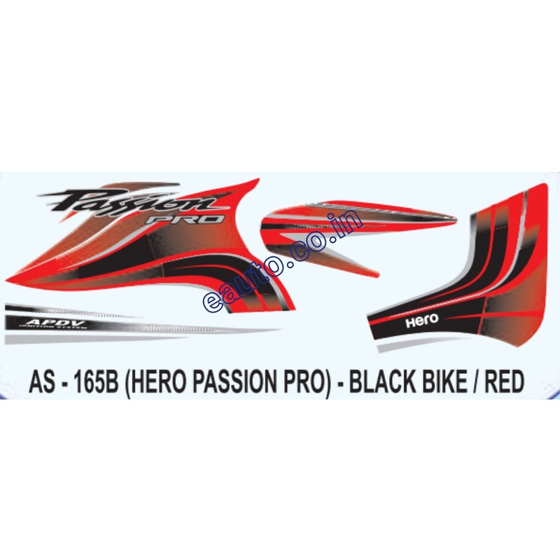 Graphics Sticker Set for Hero Passion Pro | Black Vehicle | Red Sticker