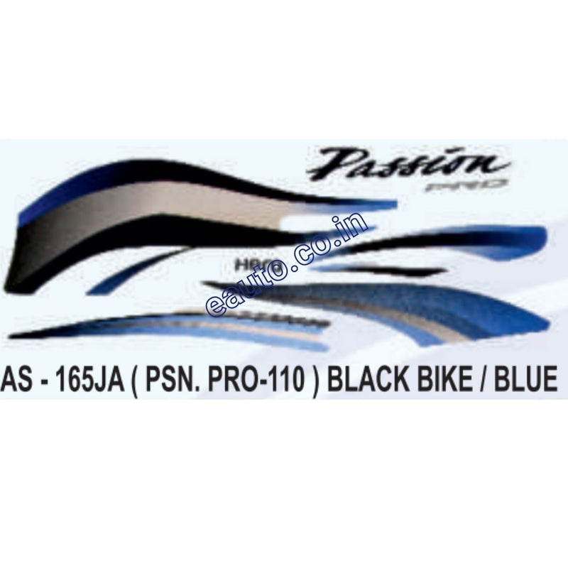 Graphics Sticker Set for Hero Passion Pro 110 | Black Vehicle | Blue Sticker