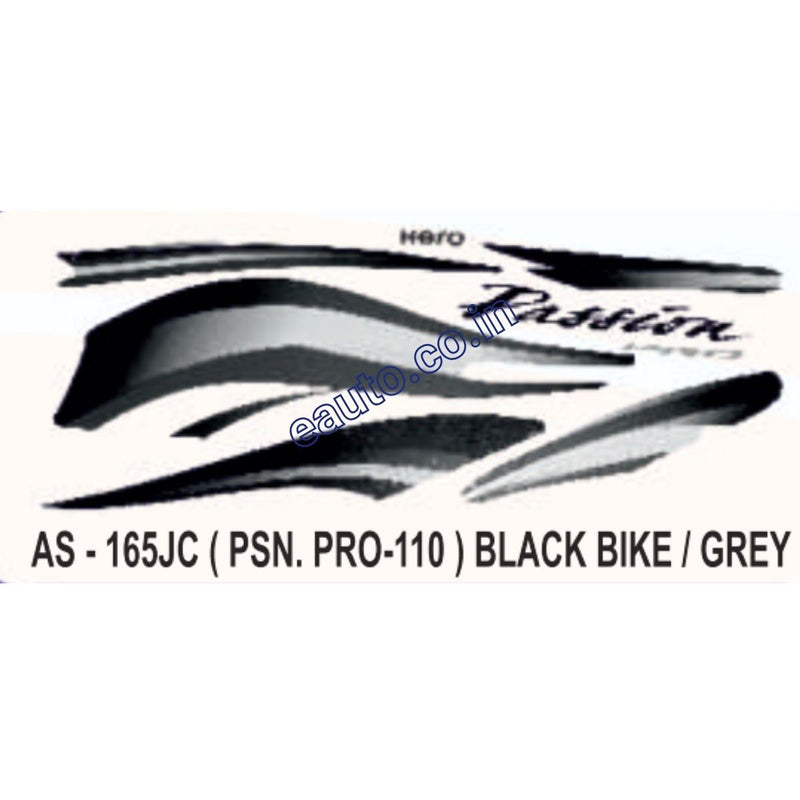 Graphics Sticker Set for Hero Passion Pro 110 | Black Vehicle | Grey Sticker