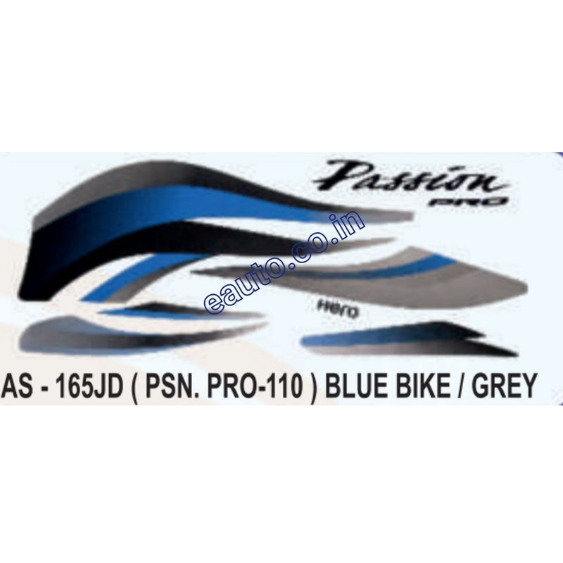 Graphics Sticker Set for Hero Passion Pro 110 | Blue Vehicle | Grey Sticker