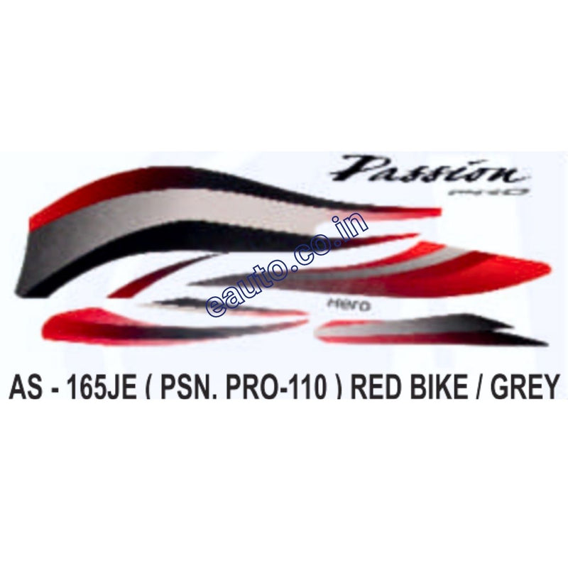 Graphics Sticker Set for Hero Passion Pro 110 | Red Vehicle | Grey Sticker