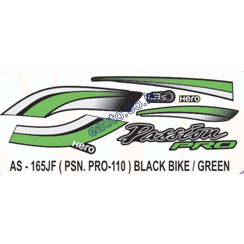 Graphics Sticker Set for Hero Passion Pro 110 i3S | Black Vehicle | Green Sticker