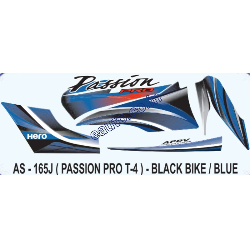Graphics Sticker Set for Hero Passion Pro | Type 4 | Black Vehicle | Blue Sticker