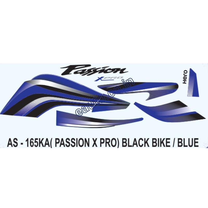 Graphics Sticker Set for Hero Passion X Pro | Type 2 | Black Vehicle | Blue Sticker