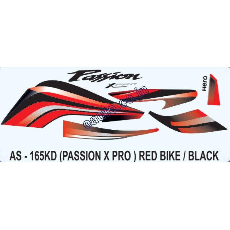 Graphics Sticker Set for Hero Passion X Pro | Type 2 | Red Vehicle | Black Sticker
