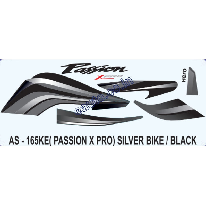 Graphics Sticker Set for Hero Passion X Pro | Type 2 | Silver Vehicle | Black Sticker