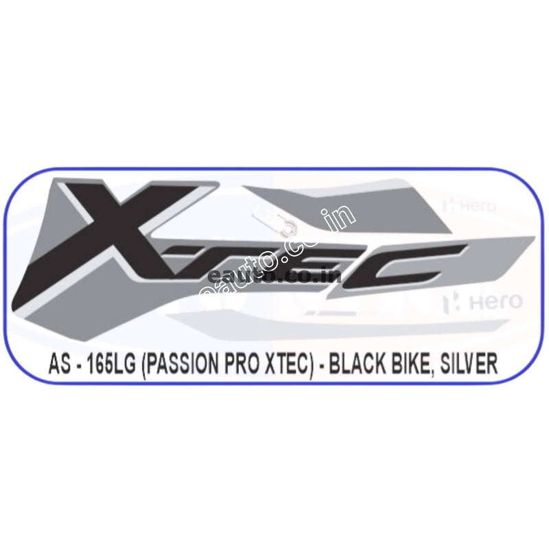 Graphics Sticker Set for Hero Passion Pro | XTEC | Black Vehicle | Silver Sticker