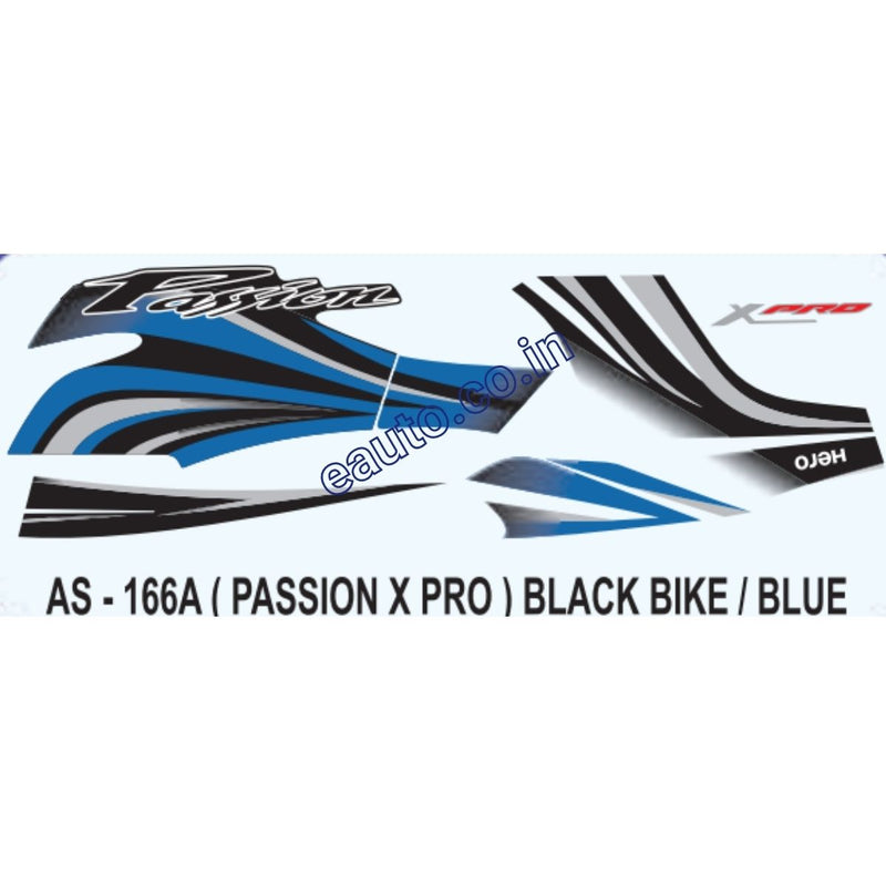 Graphics Sticker Set for Hero Passion X Pro | Black Vehicle | Blue Sticker