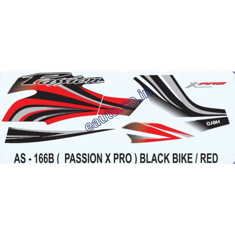 Graphics Sticker Set for Hero Passion X Pro | Black Vehicle | Red Sticker