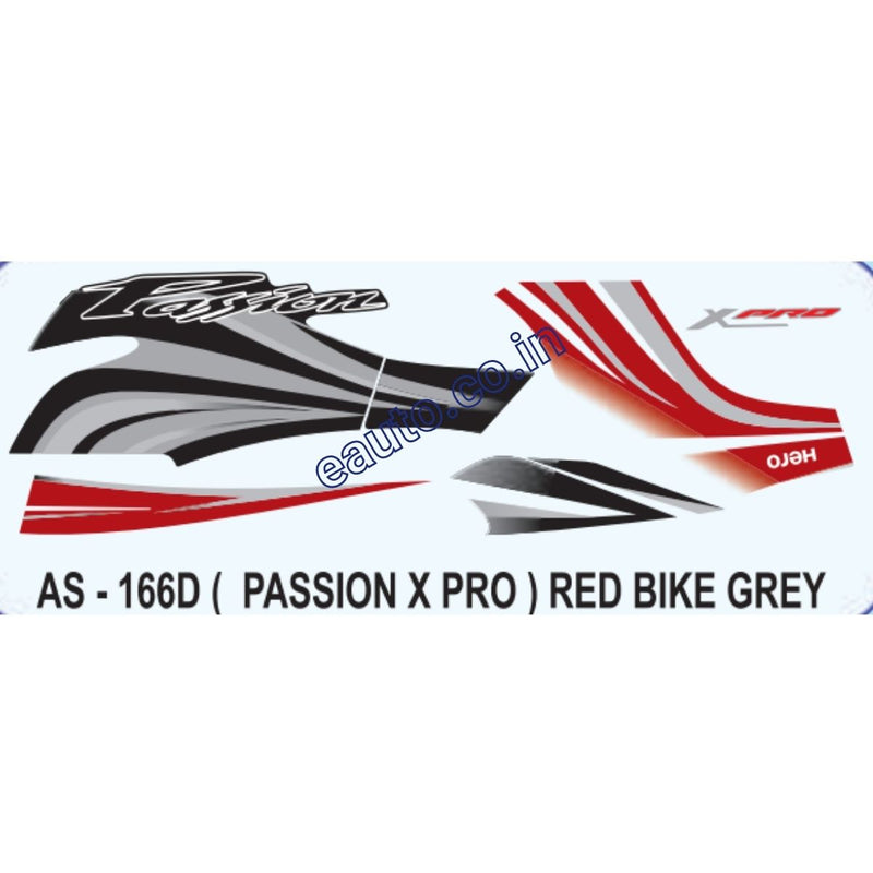 Graphics Sticker Set for Hero Passion X Pro | Red Vehicle | Grey Sticker