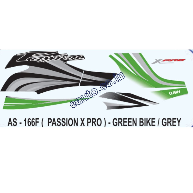Graphics Sticker Set for Hero Passion X Pro | Green Vehicle | Grey Sticker