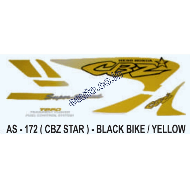 Graphics Sticker Set for Hero Honda CBZ Star | Black Vehicle | Yellow Sticker