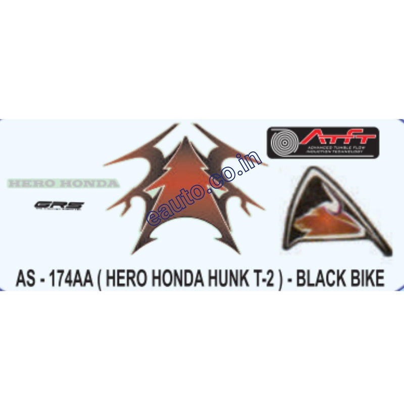 Graphics Sticker Set for Hero Honda Hunk | Type 2 | Black Vehicle