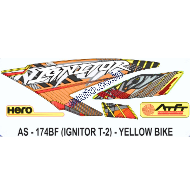Graphics Sticker Set for Hero Honda Ignitor | Type 2 | Yellow Vehicle