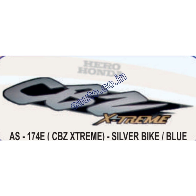 Graphics Sticker Set for Hero Honda CBZ Xtreme | Silver Vehicle | Blue Sticker