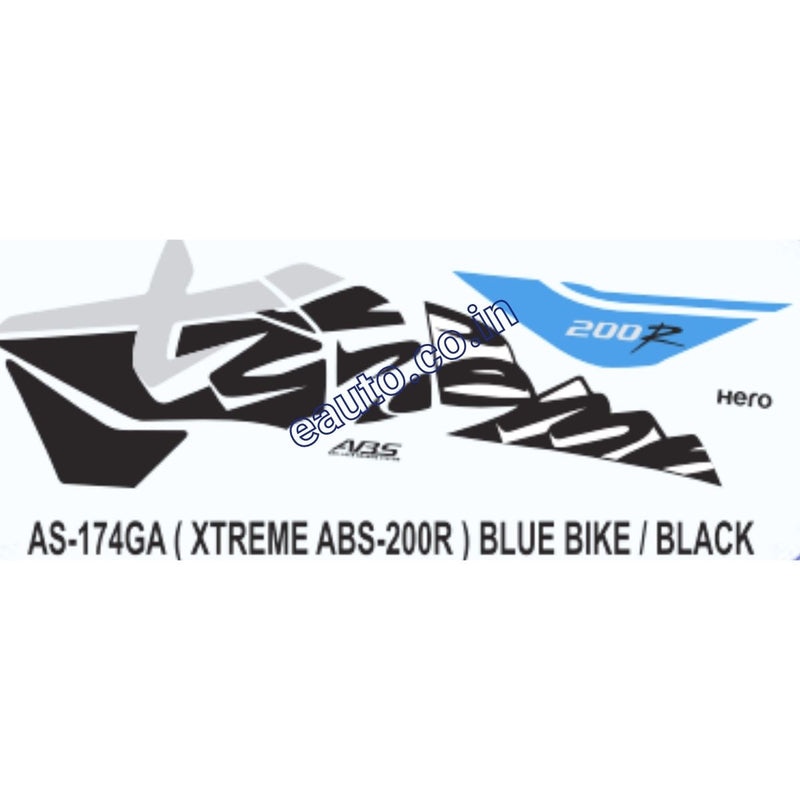 Graphics Sticker Set for Hero Xtreme 200R | ABS | Blue Vehicle | Black Sticker