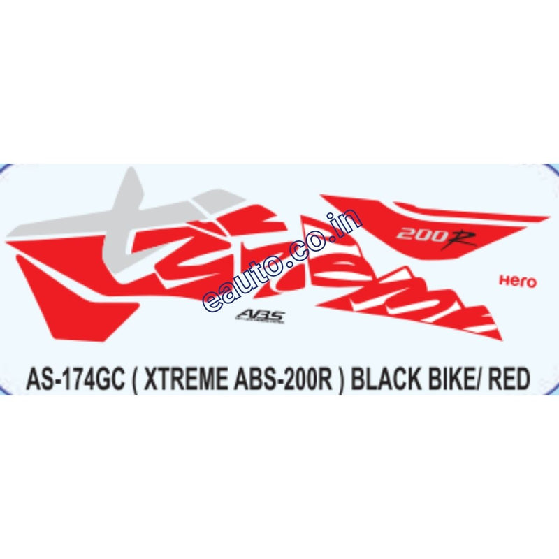 Graphics Sticker Set for Hero Xtreme 200R | ABS | Black Vehicle | Red Sticker