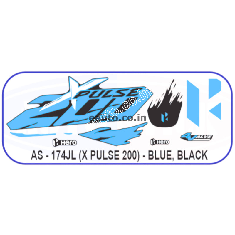 Graphics Sticker Set for Hero XPulse 200 | 4V | Blue & Black Sticker