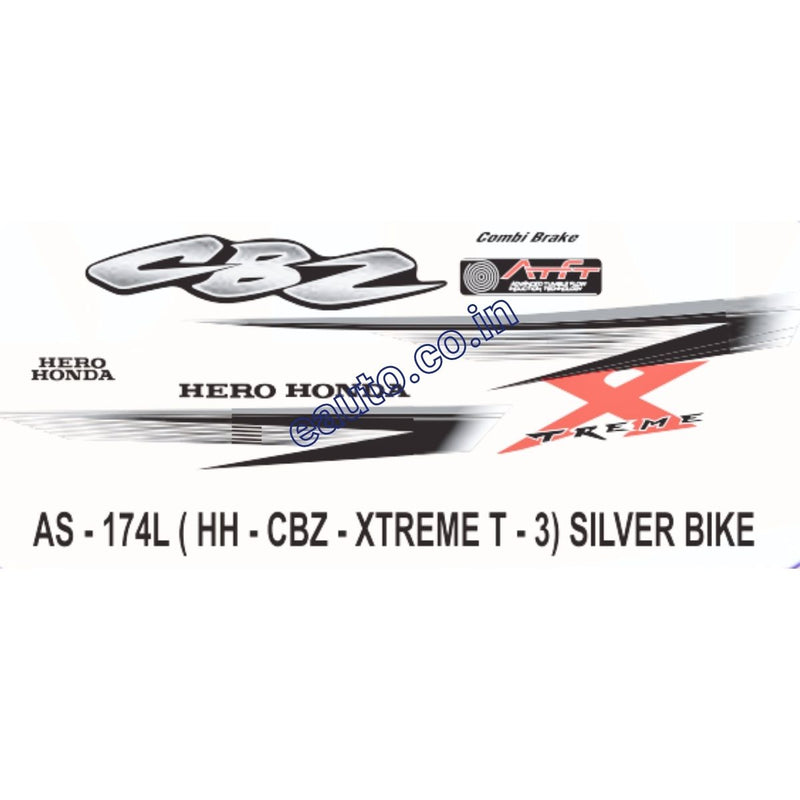 Graphics Sticker Set for Hero Honda CBZ Xtreme | Type 3 | Silver Vehicle