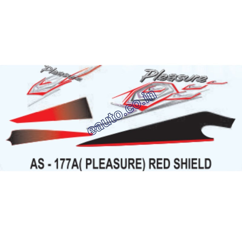 Graphics Sticker Set for Hero Honda Pleasure | Red Shield Sticker