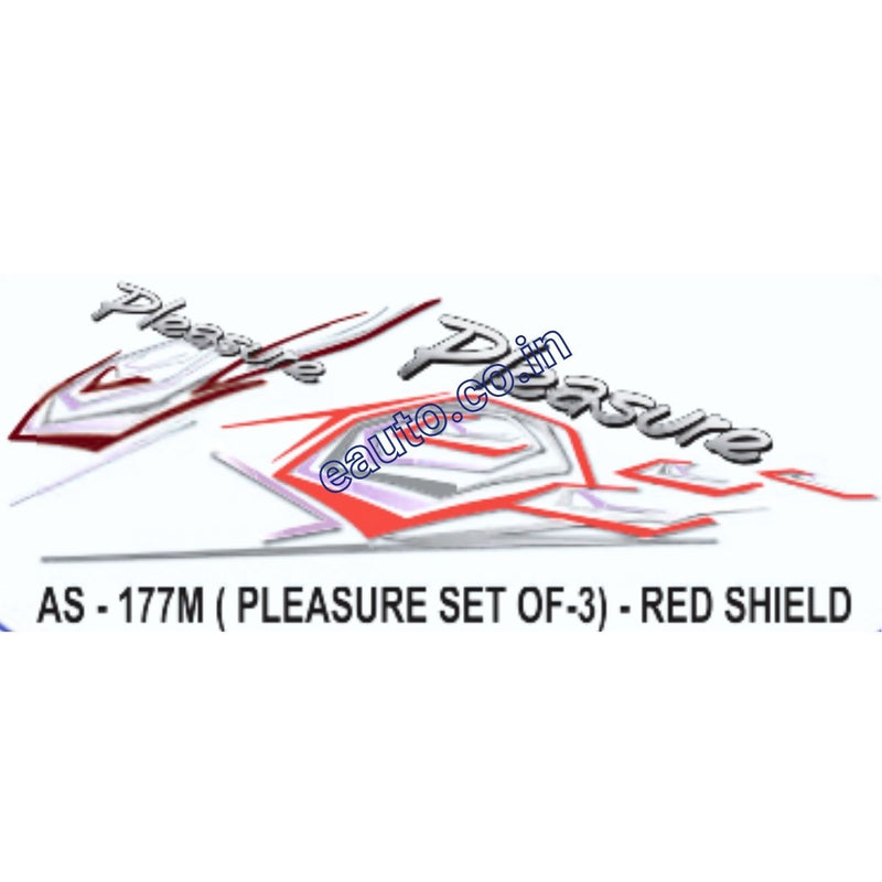 Graphics Sticker Set for Hero Honda Pleasure | Set Of 3 | Red Shield Sticker