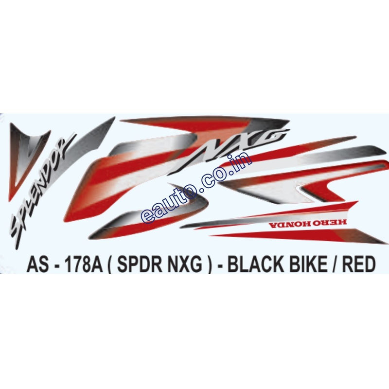 Graphics Sticker Set for Hero Honda Splendor NXG | Black Vehicle | Red Sticker