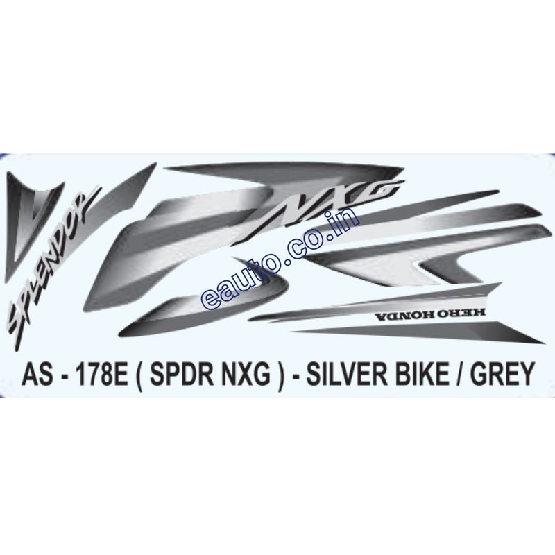 Graphics Sticker Set for Hero Honda Splendor NXG | Silver Vehicle | Grey Sticker