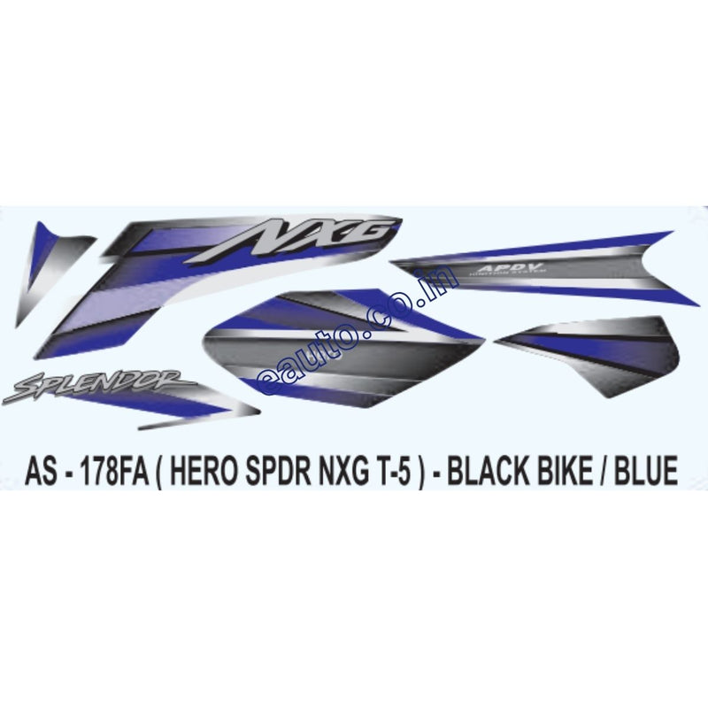 Graphics Sticker Set for Hero Splendor NXG | Type 5 | Black Vehicle | Blue Sticker