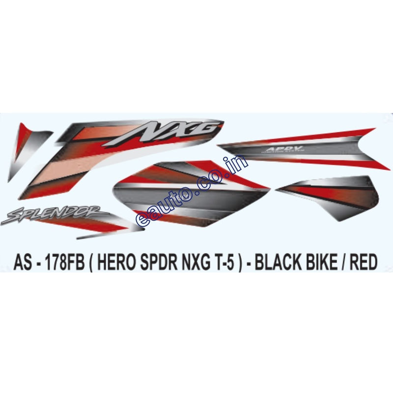 Graphics Sticker Set for Hero Splendor NXG | Type 5 | Black Vehicle | Red Sticker