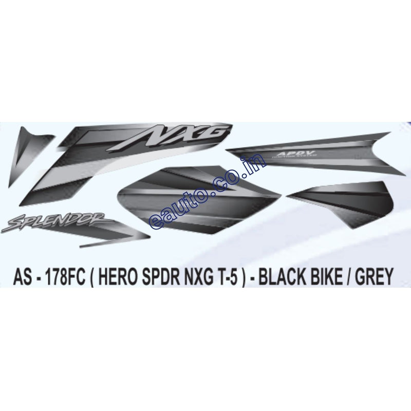 Graphics Sticker Set for Hero Splendor NXG | Type 5 | Black Vehicle | Grey Sticker