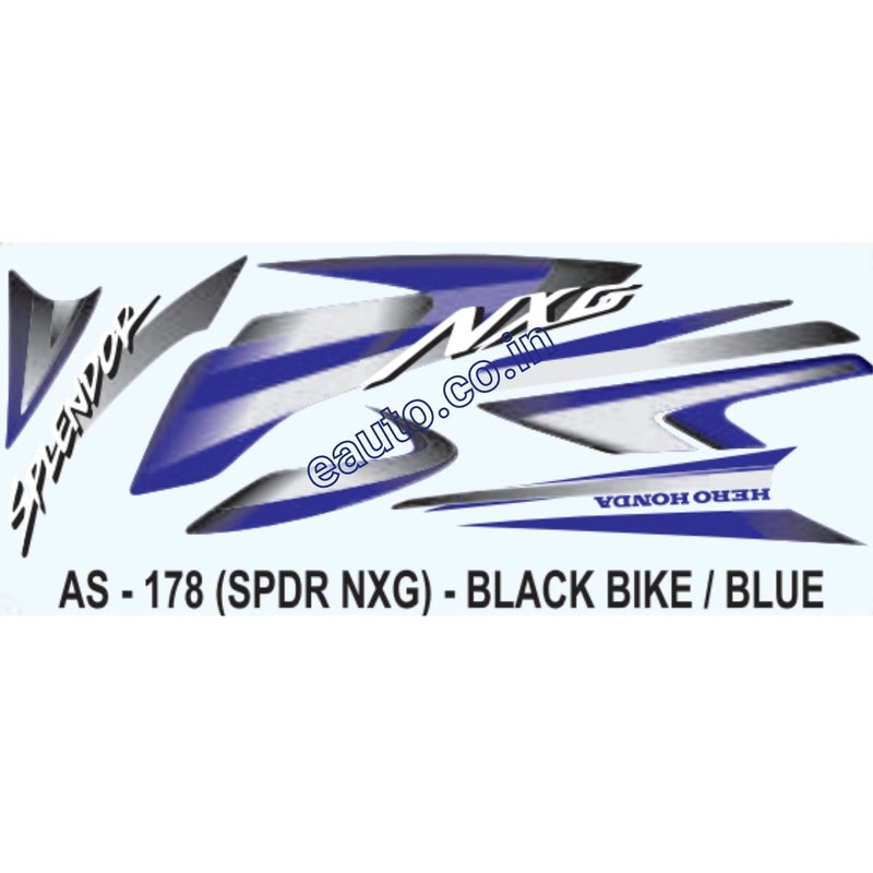 Graphics Sticker Set for Hero Honda Splendor NXG | Black Vehicle | Blue Sticker