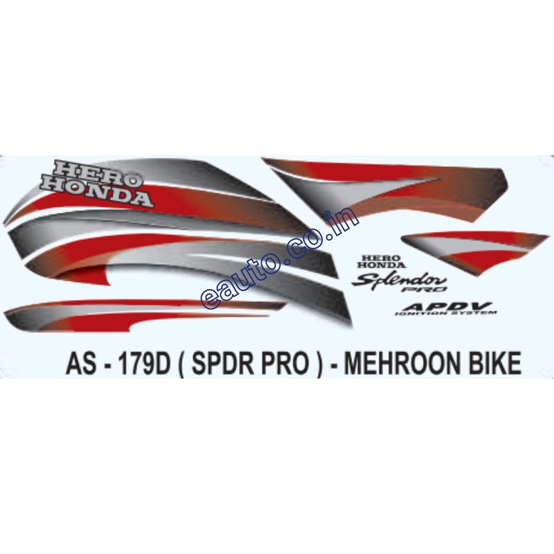 Graphics Sticker Set for Hero Honda Splendor Pro | Mehroon Vehicle