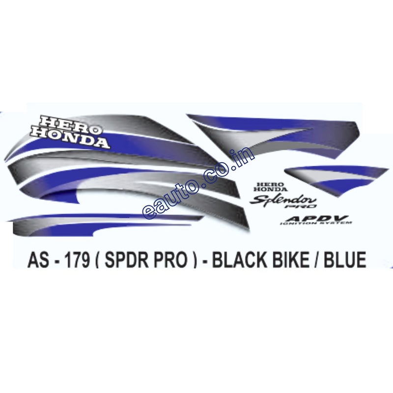 Graphics Sticker Set for Hero Honda Splendor Pro | Black Vehicle | Blue Sticker